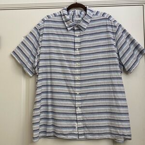 Goodfellow Linen Cotton Northrop shirt Men’s  Button Down grey/Blue Beach XXL